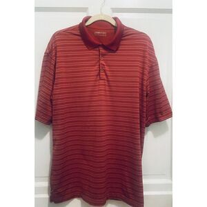 Nike Fit Dry Mens SS Golf Polo Red White Blue Striped Size Large Casual Fit